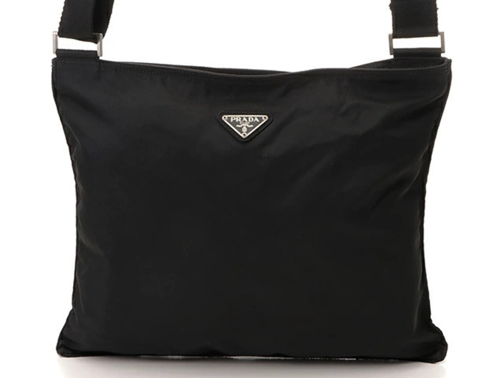 Prada Tessuto Saffiano Leather Shoulder Bag Black